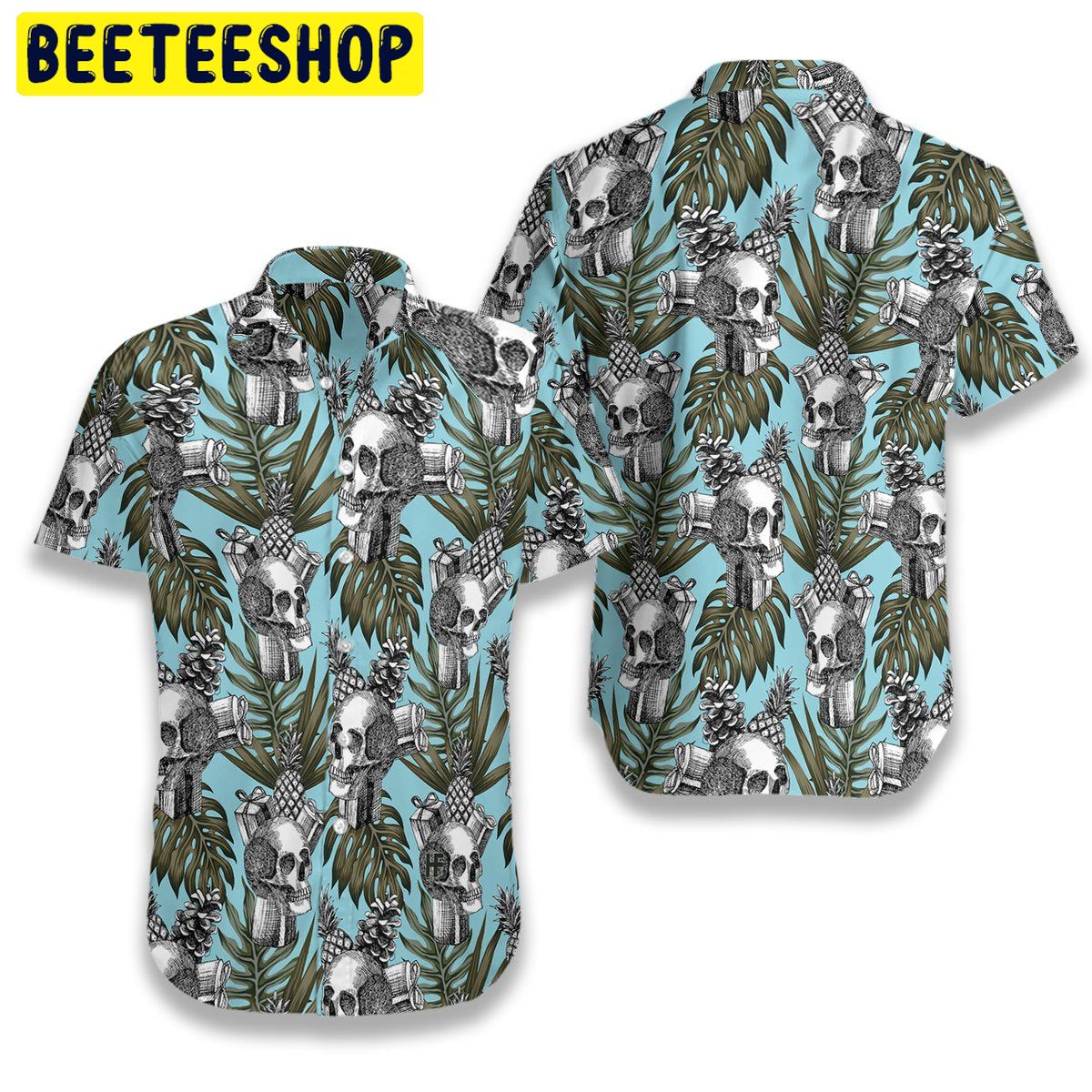 Skull Gift Pine Apple Cone Tropical Trending Hawaiian Shirt Skull Gift Pine Apple Cone Tropical Trending Hawaiian Shirt
