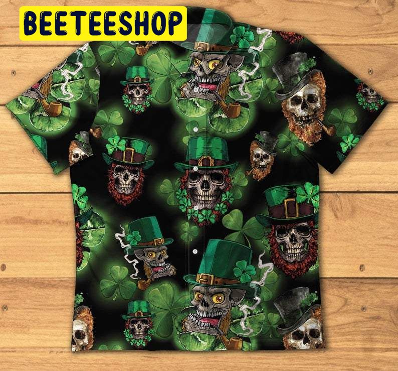 Skull Leprechaun Irish Happy St. Patrick's Day Hawaiian Shirt Skull Leprechaun Irish Happy St. Patrick's Day Hawaiian Shirt
