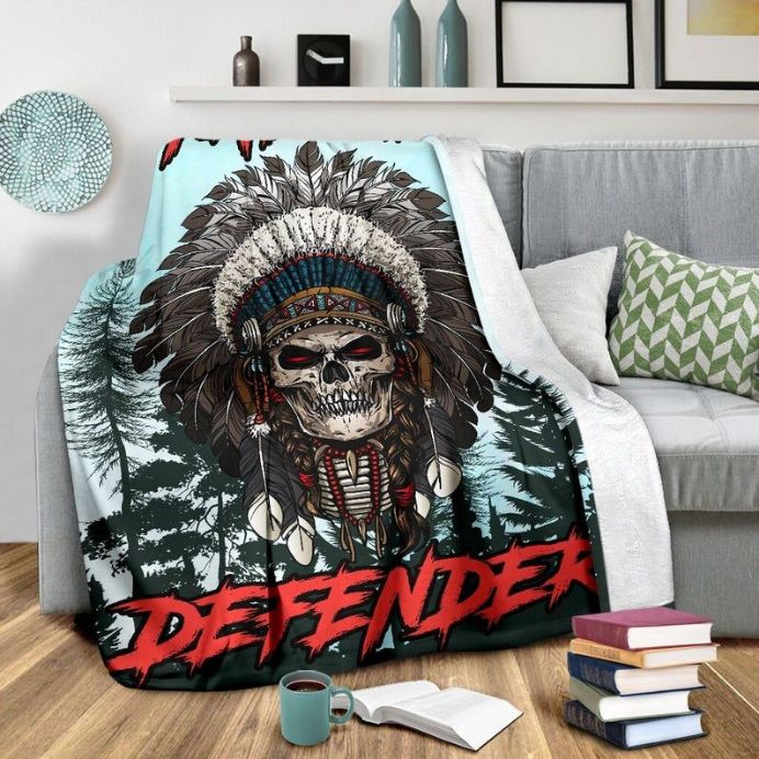 Skull Nature Defender Native Fleece Blanket Throw Blanket Skull Nature Defender Native Fleece Blanket Throw Blanket