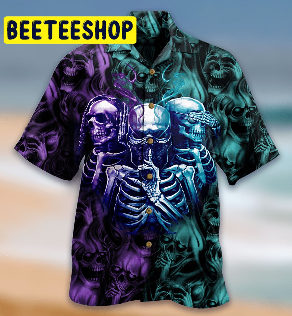 Skull Neither Hear Nor See Hawaiian Shirt Skull Neither Hear Nor See Hawaiian Shirt