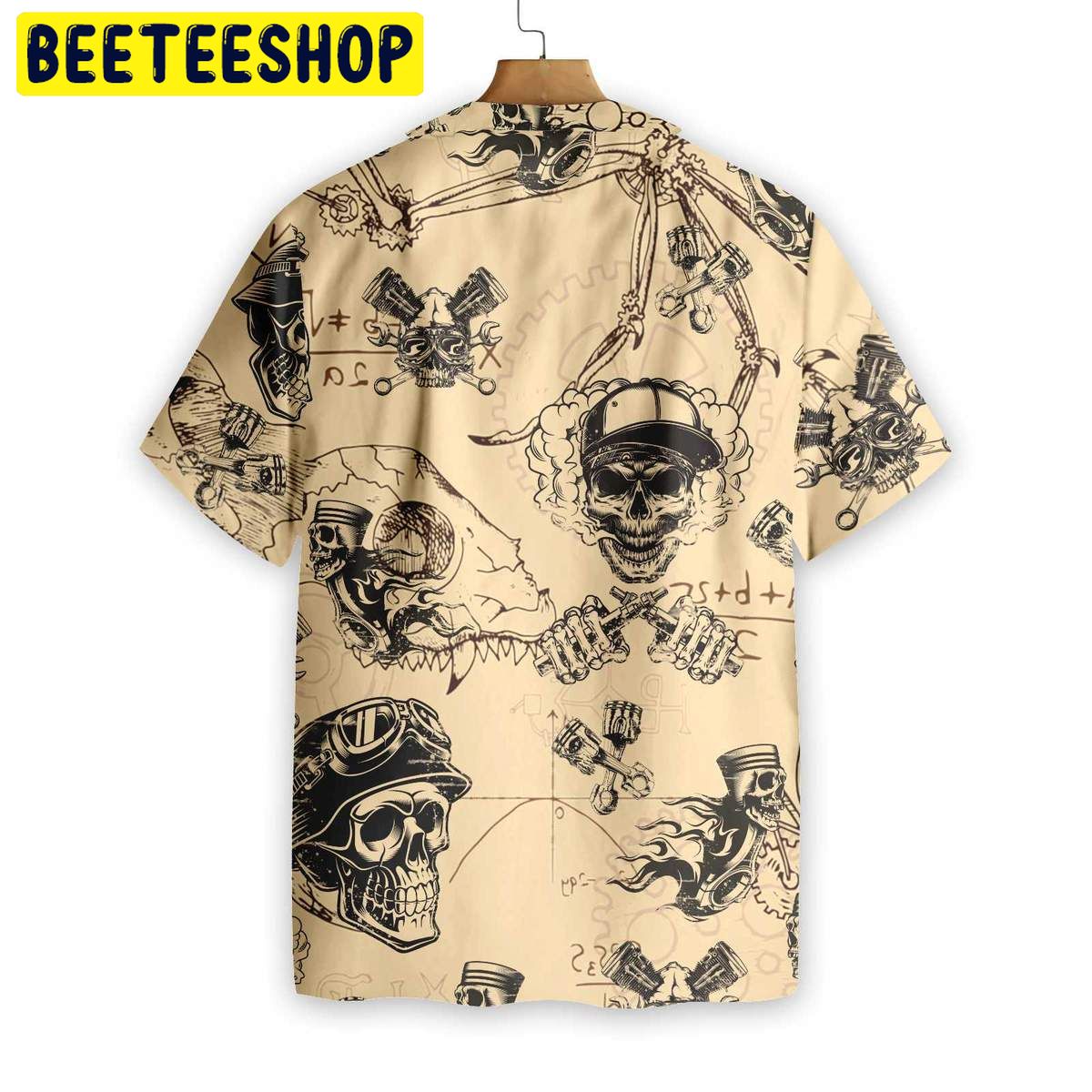 Skull On Retro Mechanism Background Trending Hawaiian Shirt Skull On Retro Mechanism Background Trending Hawaiian Shirt