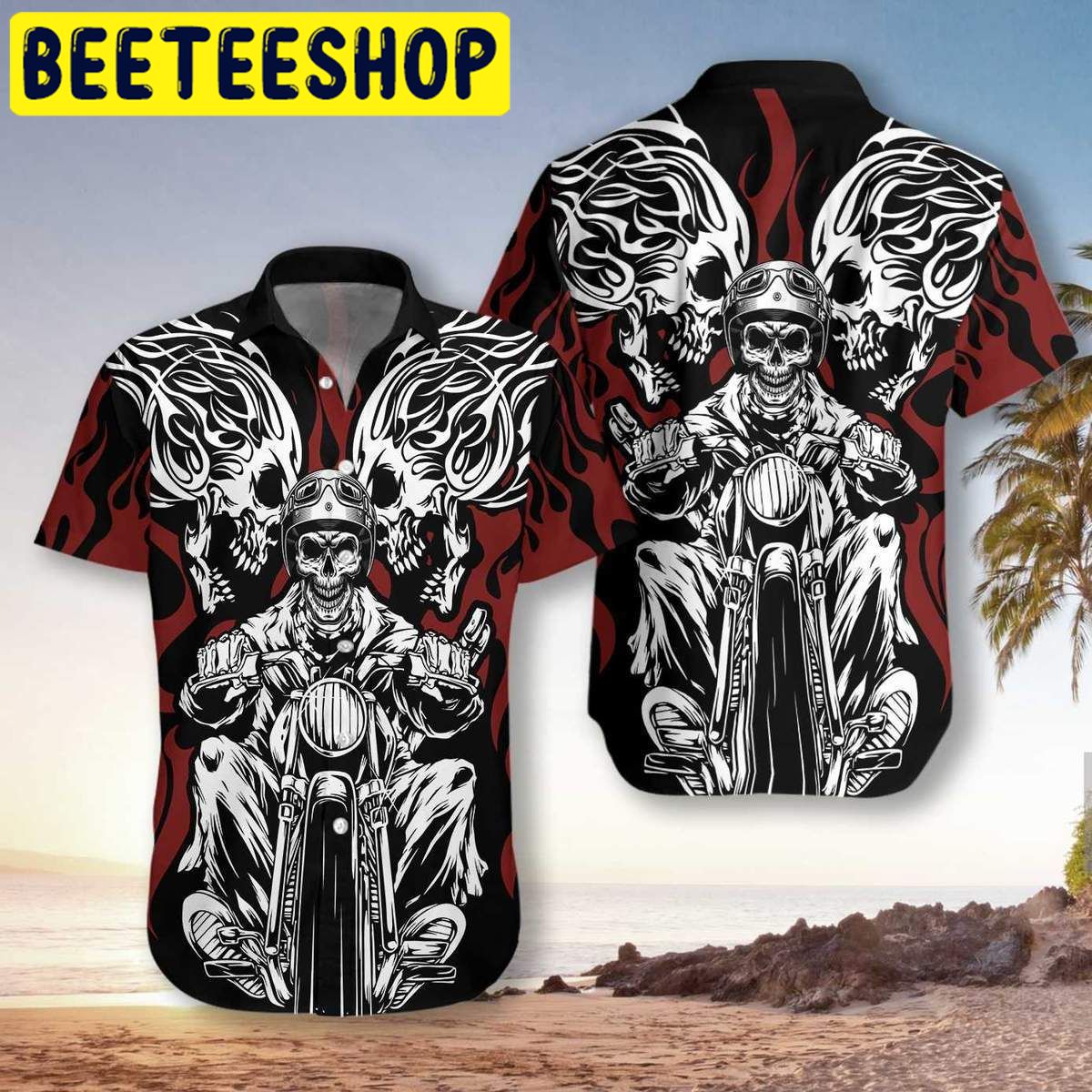 Skull Rider Motorcycle Unisex Hawaiian Shirt Skull Rider Motorcycle Unisex Hawaiian Shirt
