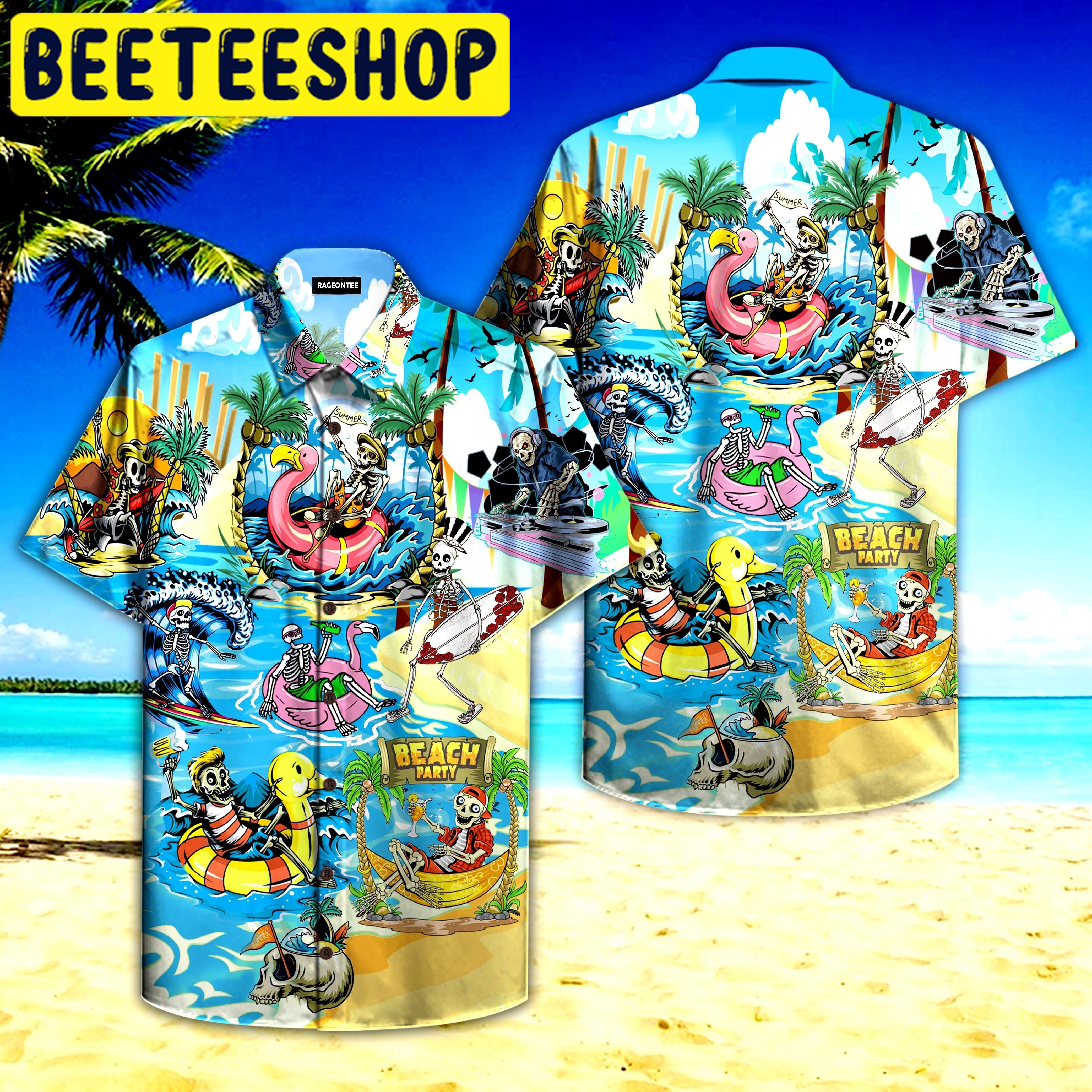 Skull Summer Beach Party Hawaiian Shirt Skull Summer Beach Party Hawaiian Shirt