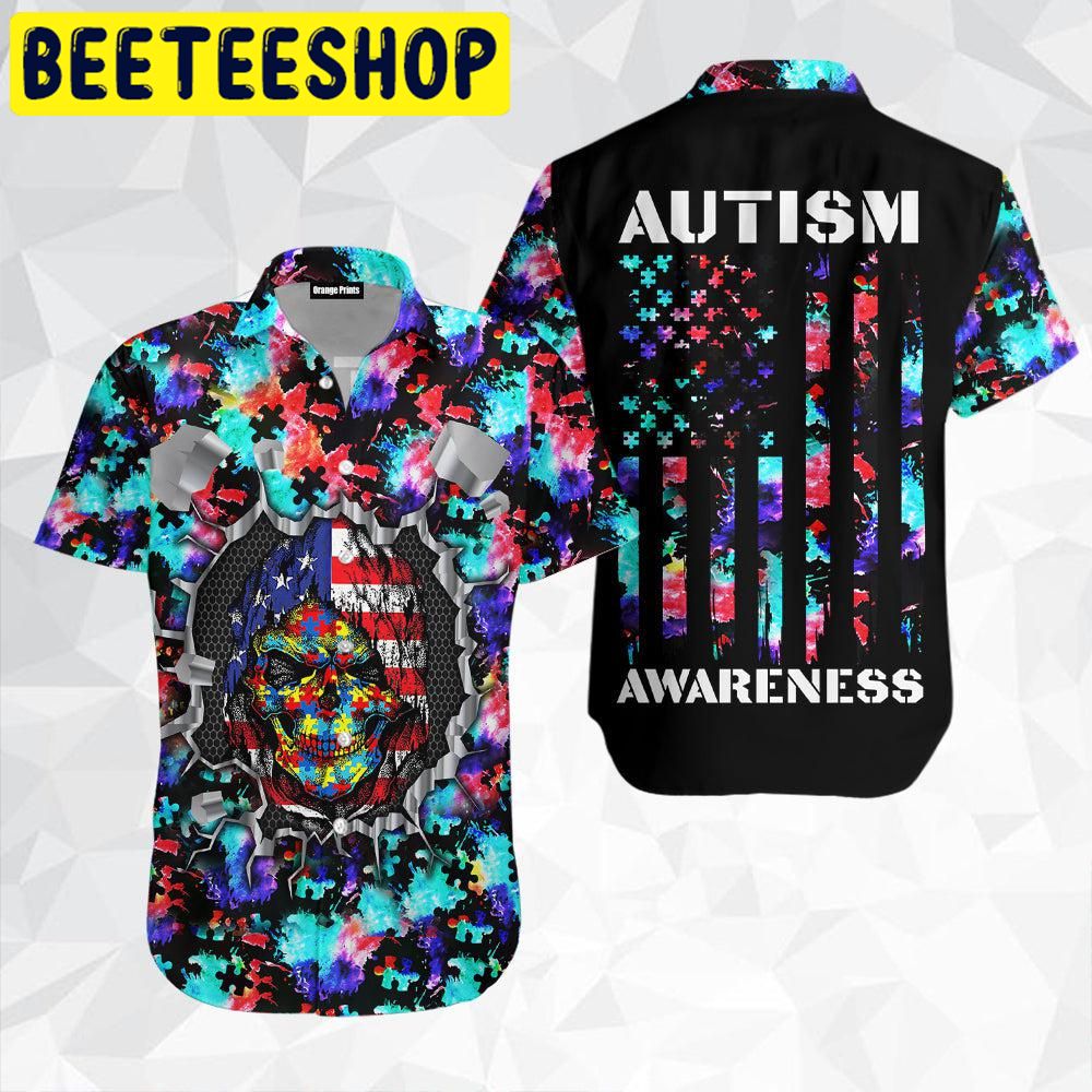 Skull Warrior Autism Awareness Hawaiian Shirt Skull Warrior Autism Awareness Hawaiian Shirt