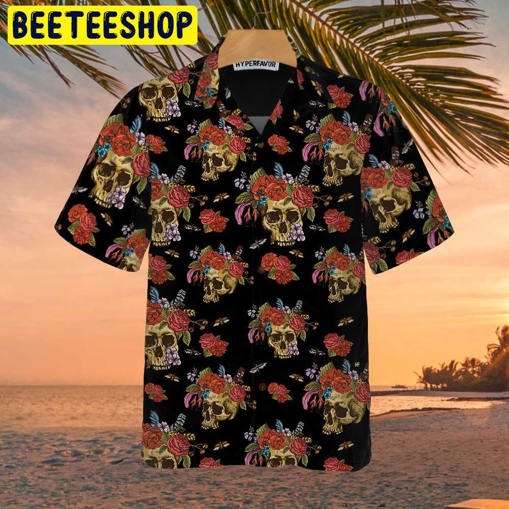 Skulls & Flowers Day Of The Dead Trending Hawaiian Shirt Skulls & Flowers Day Of The Dead Trending Hawaiian Shirt