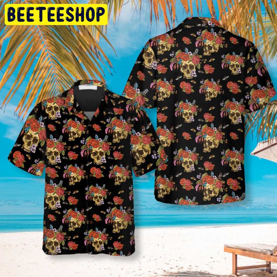 Skulls & Flowers Day Of The Dead Trending Hawaiian Shirt Skulls & Flowers Day Of The Dead Trending Hawaiian Shirt