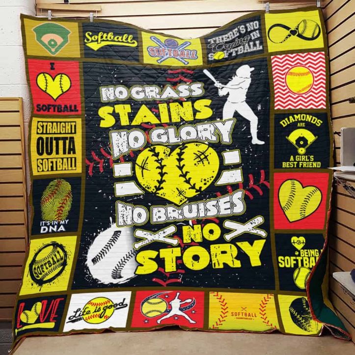 Softball No Grass Stains Quilt Blanket Great Customized Gifts For Birthday Christmas Thanksgiving Softball Lover Softball No Grass Stains Quilt Blanket Great Customized Gifts For Birthday Christmas Thanksgiving Softball Lover