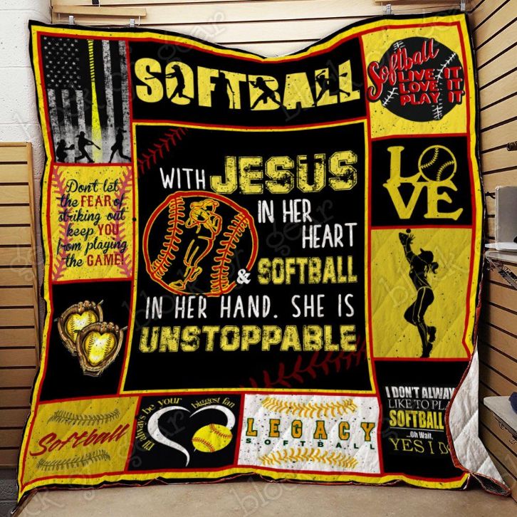 Softball With Jesus In Her Hear And Softball In Her Hand Quilt Blanket Great Customized Gifts For Birthday Christmas Thanksgiving Softball Lover Softball With Jesus In Her Hear And Softball In Her Hand Quilt Blanket Great Customized Gifts For Birthday Christmas Thanksgiving Softball Lover