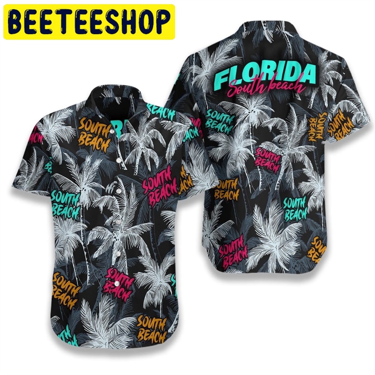 South Beach Coconut Tree Seamless Hawaiian Shirt South Beach Coconut Tree Seamless Hawaiian Shirt
