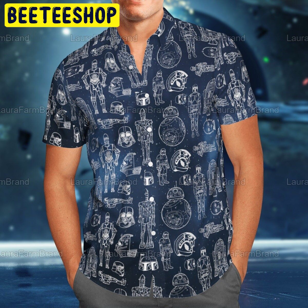 Space Ship Battle Star Wars Button Trending Hawaiian Shirt Space Ship Battle Star Wars Button Trending Hawaiian Shirt