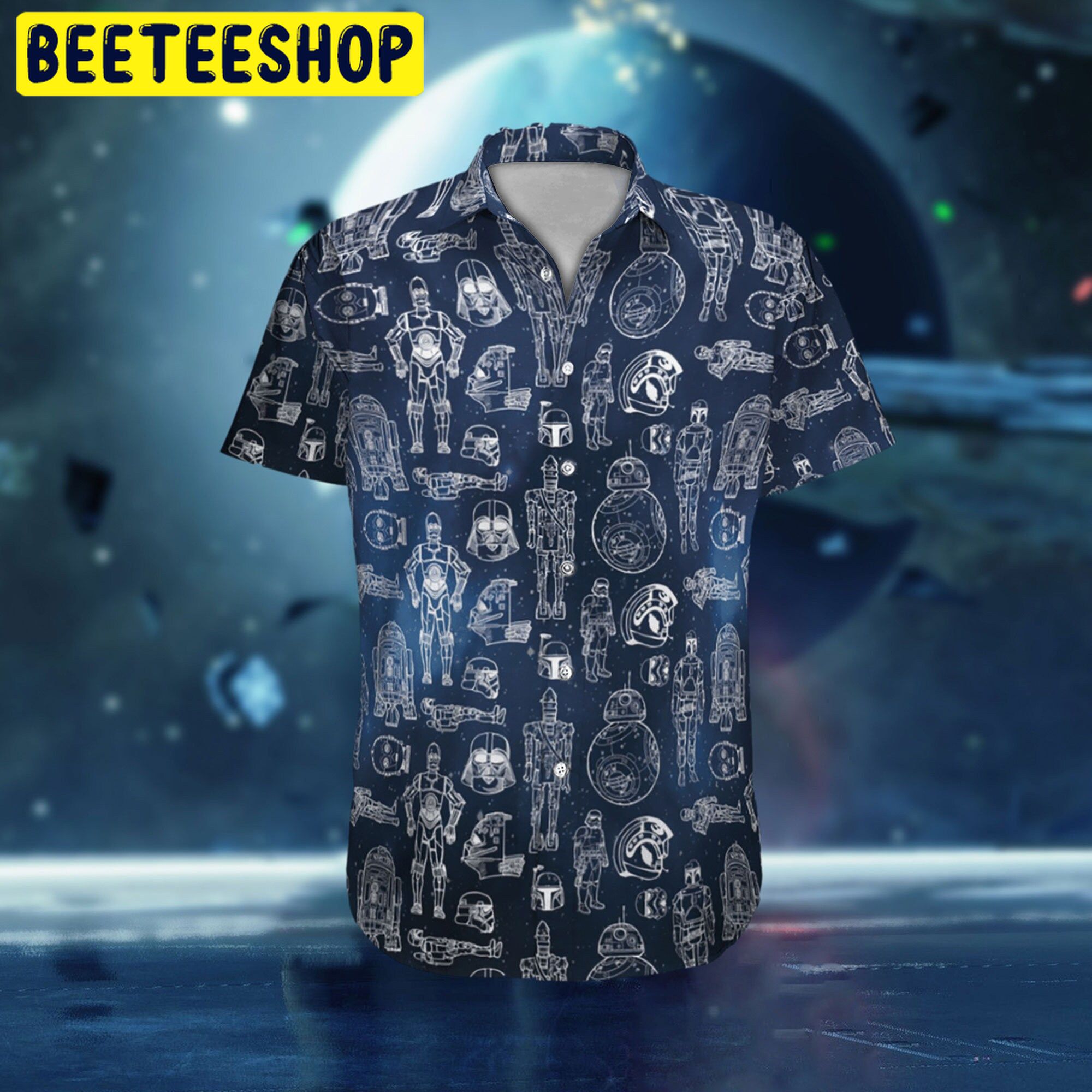 Space Ship Battle Star Wars Button Trending Hawaiian Shirt Space Ship Battle Star Wars Button Trending Hawaiian Shirt