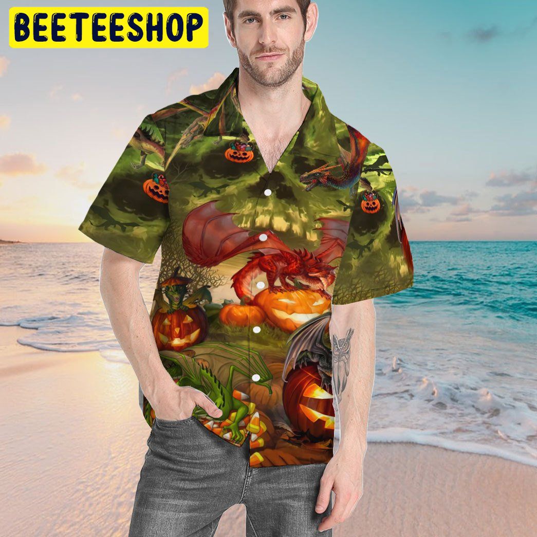 Spooky Dragon Halloween Custom Trending Hawaiian Shirt Spooky Dragon Halloween Custom Trending Hawaiian Shirt