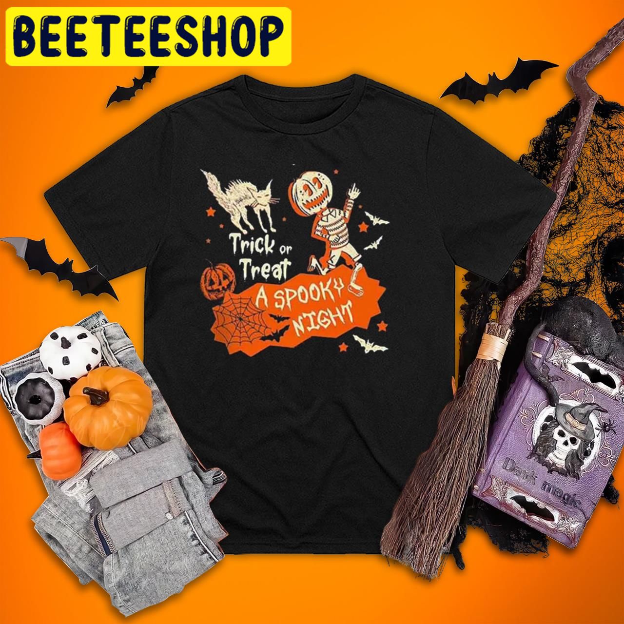 Spooky Horror Nights Trick R Treat Skeleton Pumpkin Halloween Trending Unisex T-Shirt Spooky Horror Nights Trick R Treat Skeleton Pumpkin Halloween Trending Unisex T-Shirt