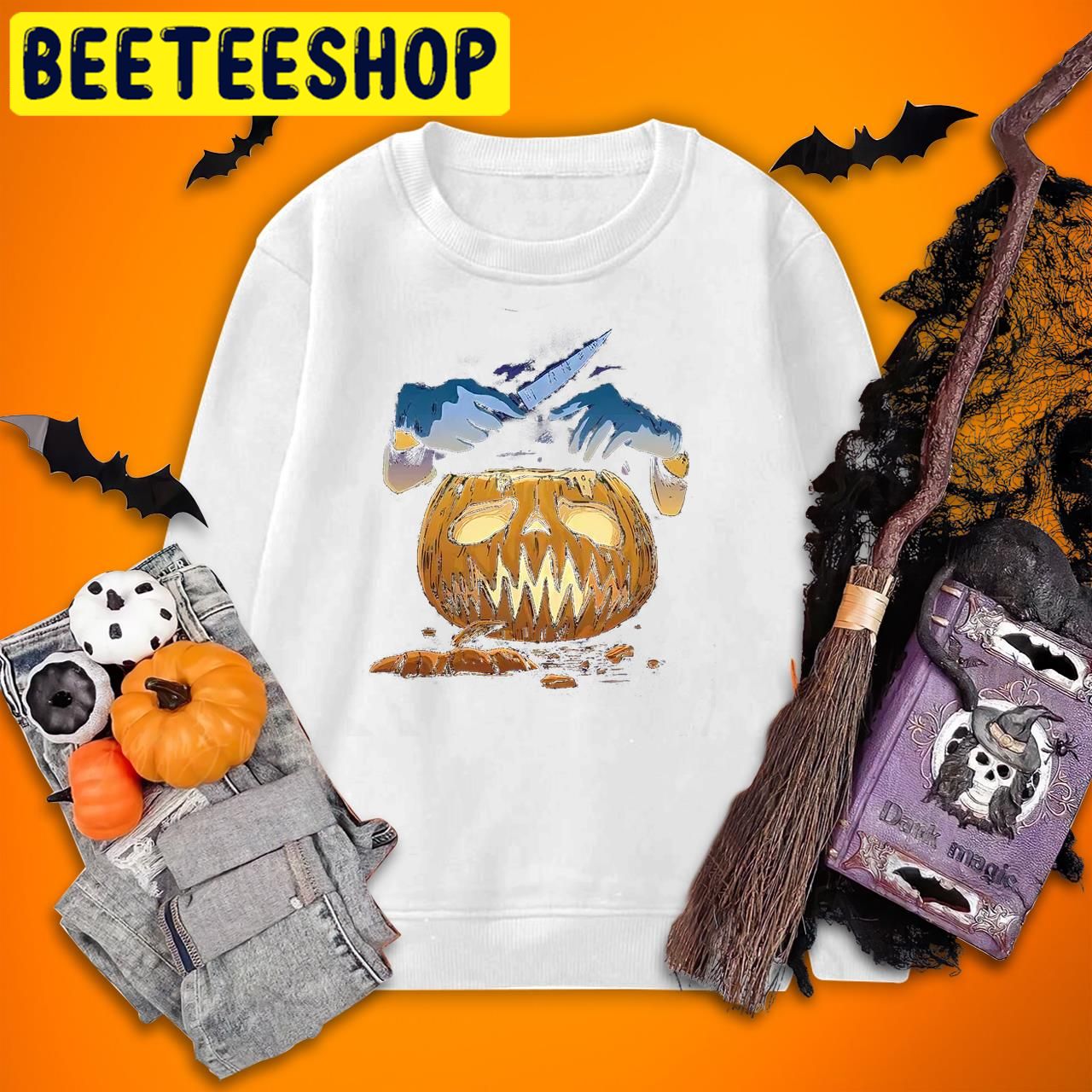 Spooky With Sad Pumpkin Face Pumpkin Halloween Trending Unisex T-Shirt Spooky With Sad Pumpkin Face Pumpkin Halloween Trending Unisex T-Shirt