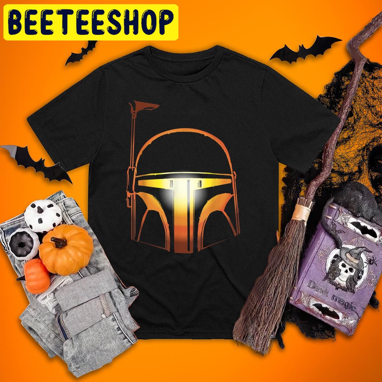 Star Wars Boba Fett Orange Helmet Glow Halloween Trending Unisex T-Shirt Star Wars Boba Fett Orange Helmet Glow Halloween Trending Unisex T-Shirt