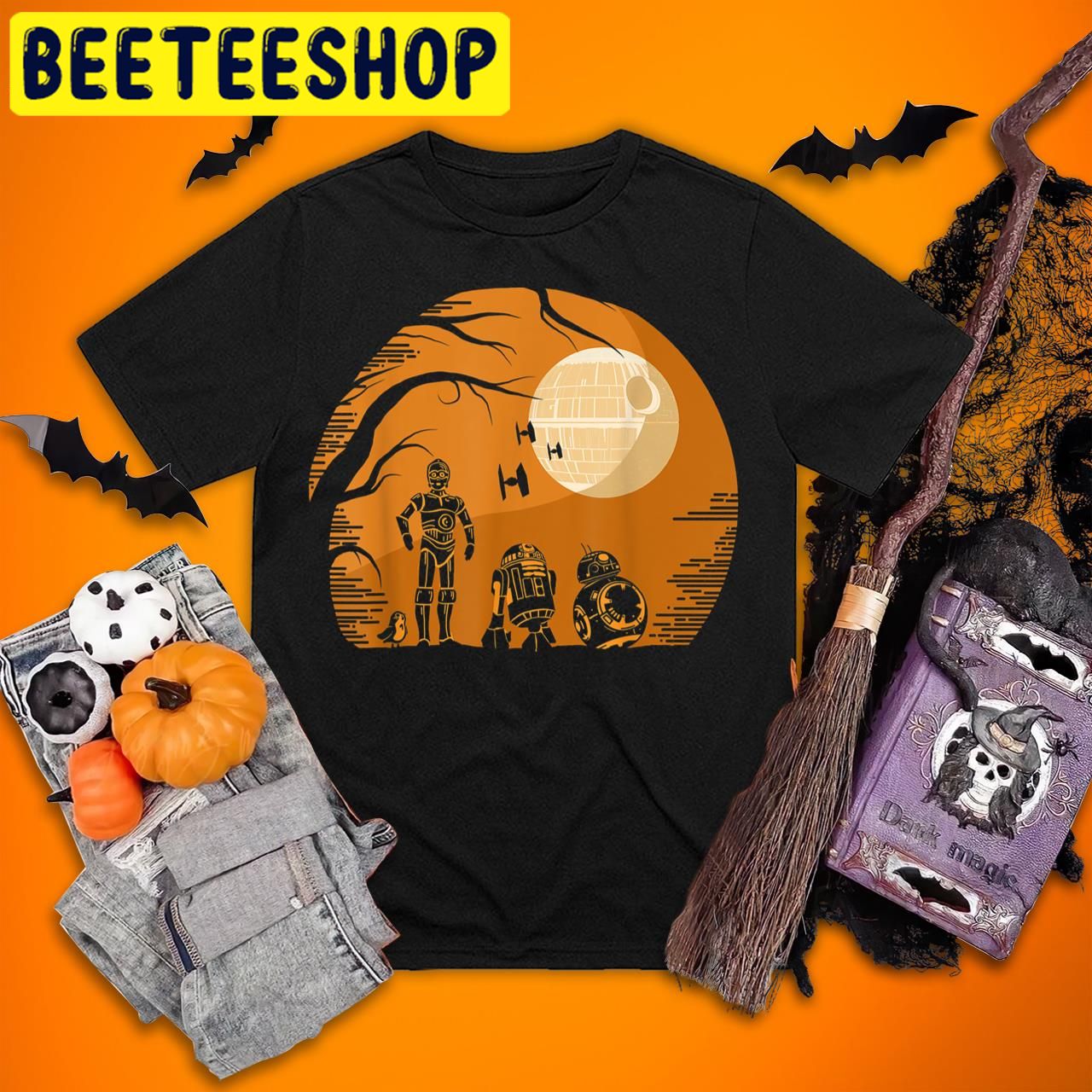 Star Wars Droids Orange Hue Death Star Portrait Halloween Trending Unisex T-Shirt Star Wars Droids Orange Hue Death Star Portrait Halloween Trending Unisex T-Shirt