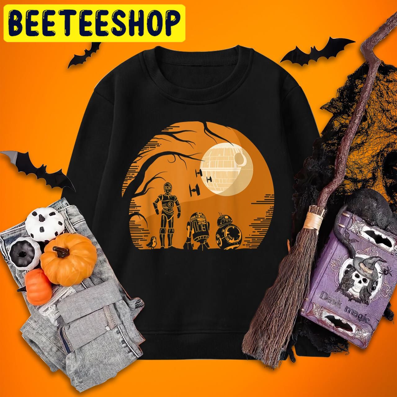 Star Wars Droids Orange Hue Death Star Portrait Halloween Trending Unisex T-Shirt Star Wars Droids Orange Hue Death Star Portrait Halloween Trending Unisex T-Shirt