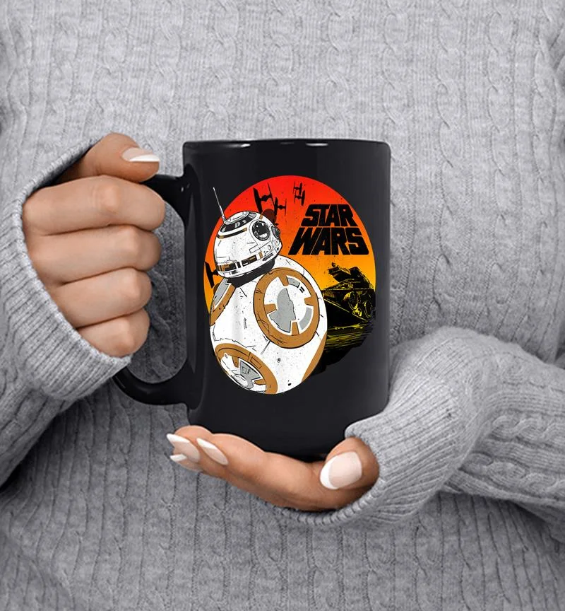 Star Wars Last Jedi Bb-8 Retro Sunset Rollabout Mug Star Wars Last Jedi Bb-8 Retro Sunset Rollabout Mug