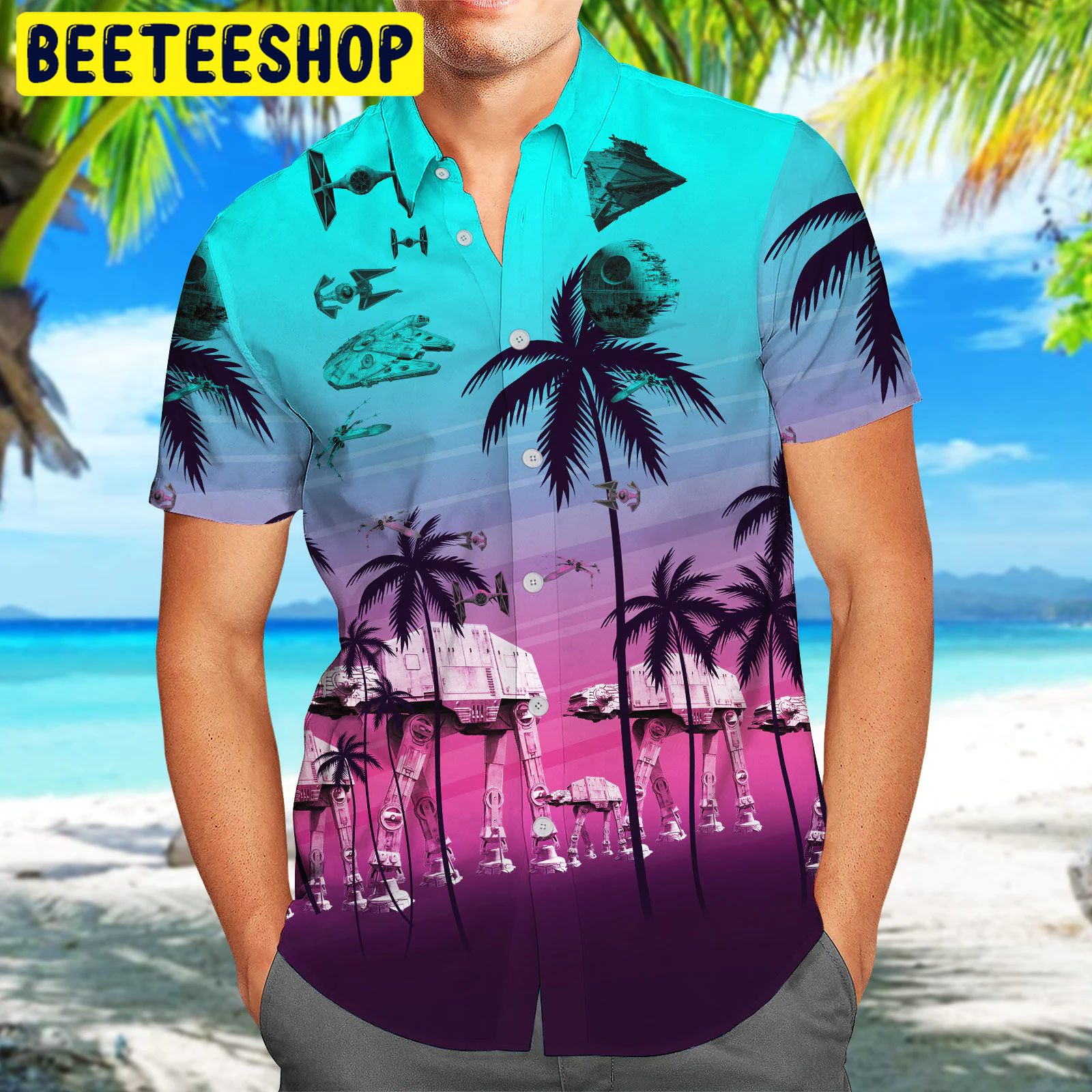 Star Wars Retro Tropical Trending Hawaiian Shirt Star Wars Retro Tropical Trending Hawaiian Shirt