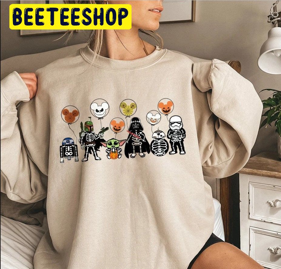 Star Wars Skeleton Mickey Halloween Balloons HalloweenTrending Unisex Shirt Star Wars Skeleton Mickey Halloween Balloons HalloweenTrending Unisex Shirt