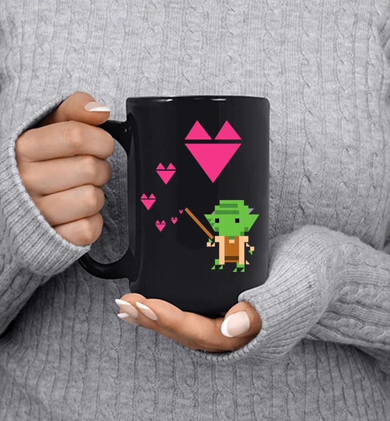 Star Wars Yoda Pixel Pink Hearts Valentine 039s Premium Mug Star Wars Yoda Pixel Pink Hearts Valentine 039s Premium Mug