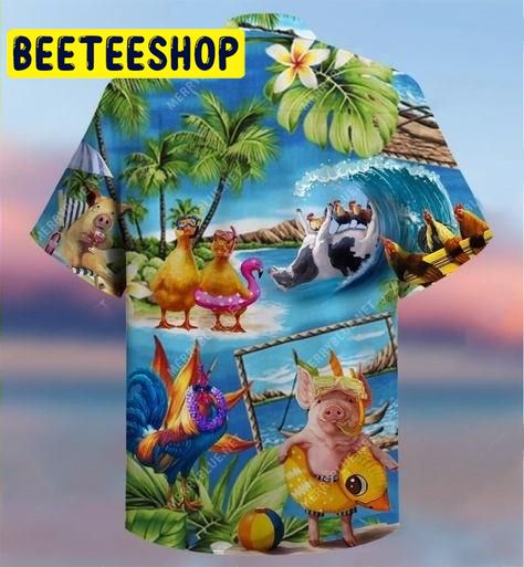 Stay Cool Duck Rooster Pig And Cow Hawaiian Shirt Stay Cool Duck Rooster Pig And Cow Hawaiian Shirt