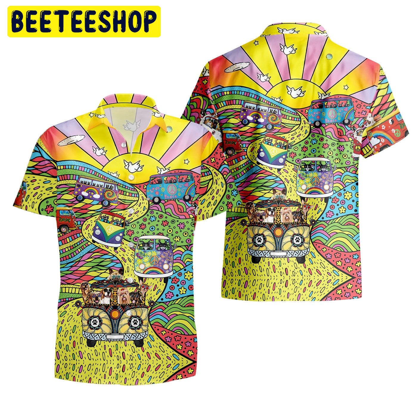Stay Trippy Little Hippie Cats Dogs Trending Hawaiian Shirt Stay Trippy Little Hippie Cats Dogs Trending Hawaiian Shirt