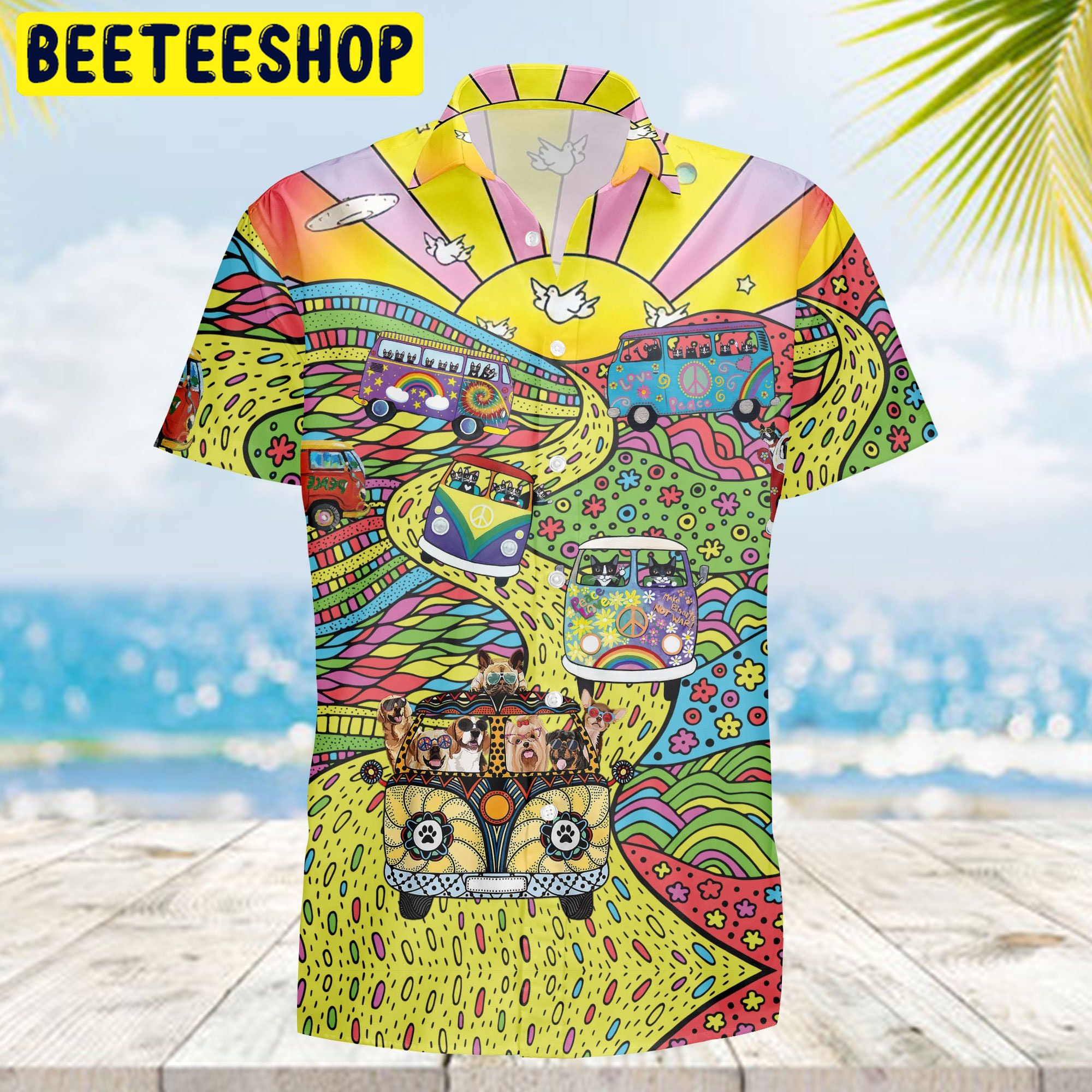 Stay Trippy Little Hippie Cats Dogs Trending Hawaiian Shirt Stay Trippy Little Hippie Cats Dogs Trending Hawaiian Shirt