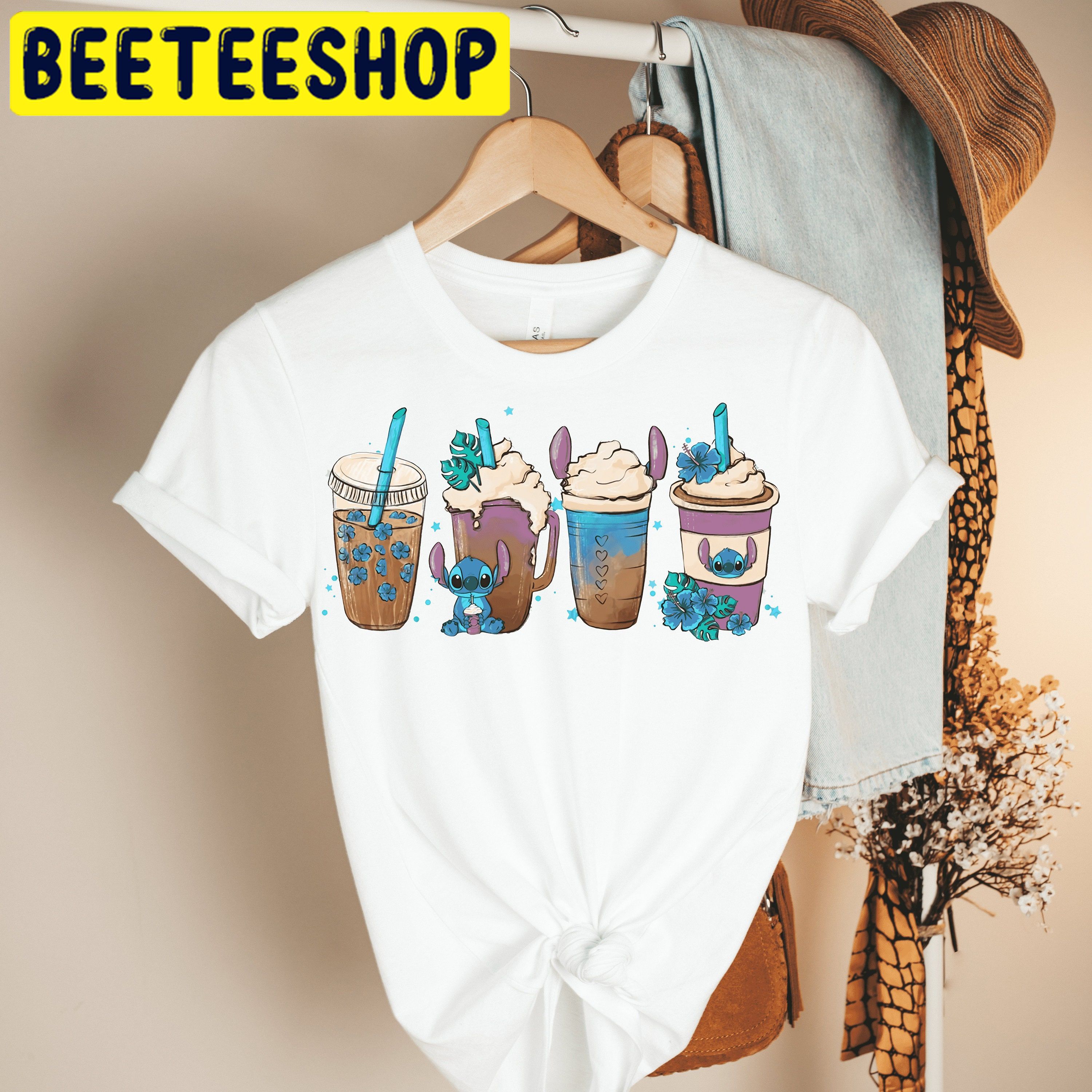 Stitch Fall Coffee Cup HalloweenTrending Unisex Shirt Stitch Fall Coffee Cup HalloweenTrending Unisex Shirt