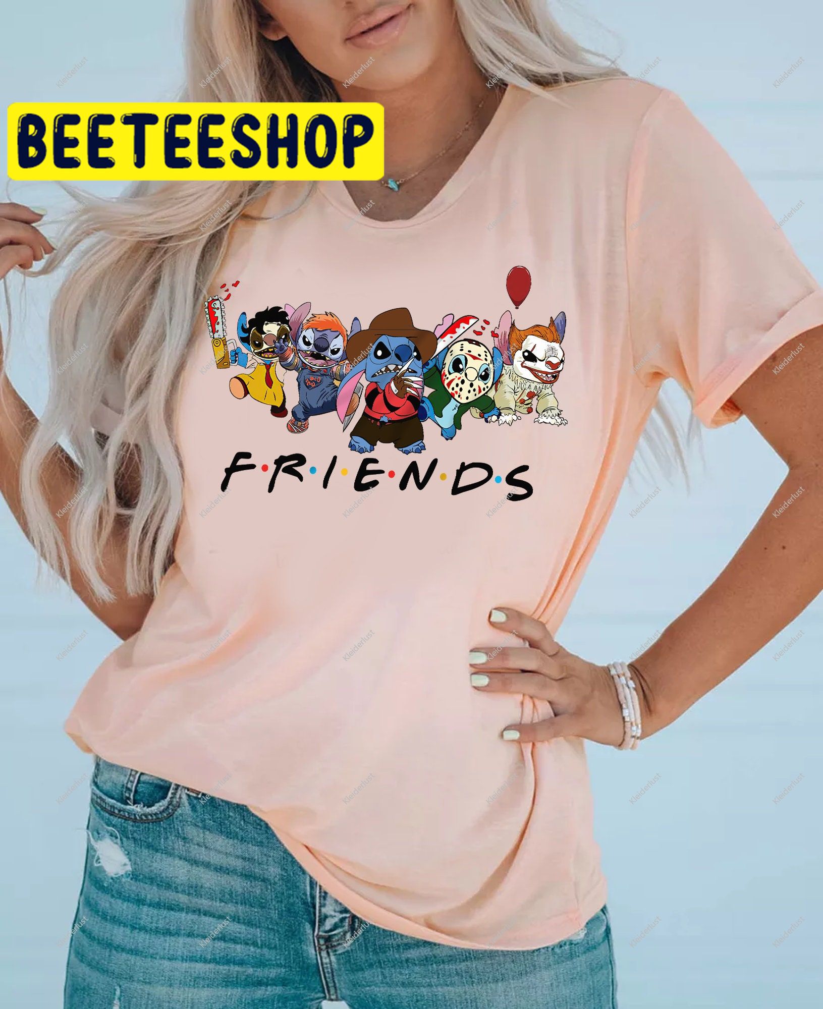 Stitch Friends Horror Movie Characters Halloween Trending Unisex Shirt Stitch Friends Horror Movie Characters Halloween Trending Unisex Shirt