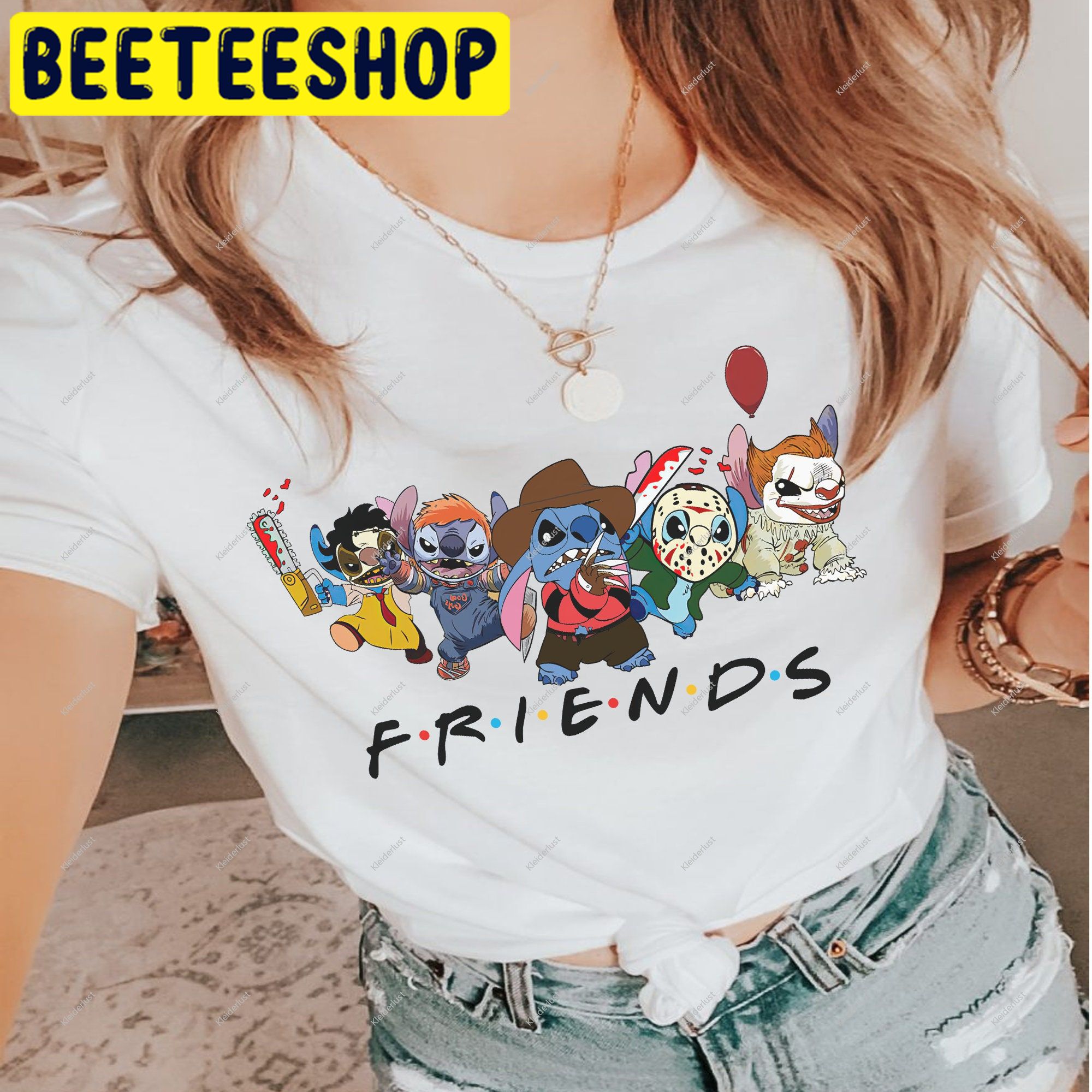 Stitch Friends Horror Movie Characters Halloween Trending Unisex Shirt Stitch Friends Horror Movie Characters Halloween Trending Unisex Shirt
