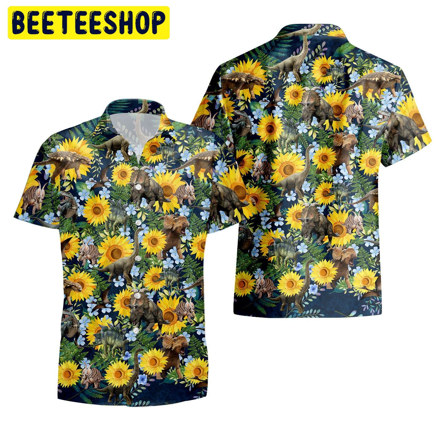 Sunflower Dinosaur Trending Hawaiian Shirt Sunflower Dinosaur Trending Hawaiian Shirt