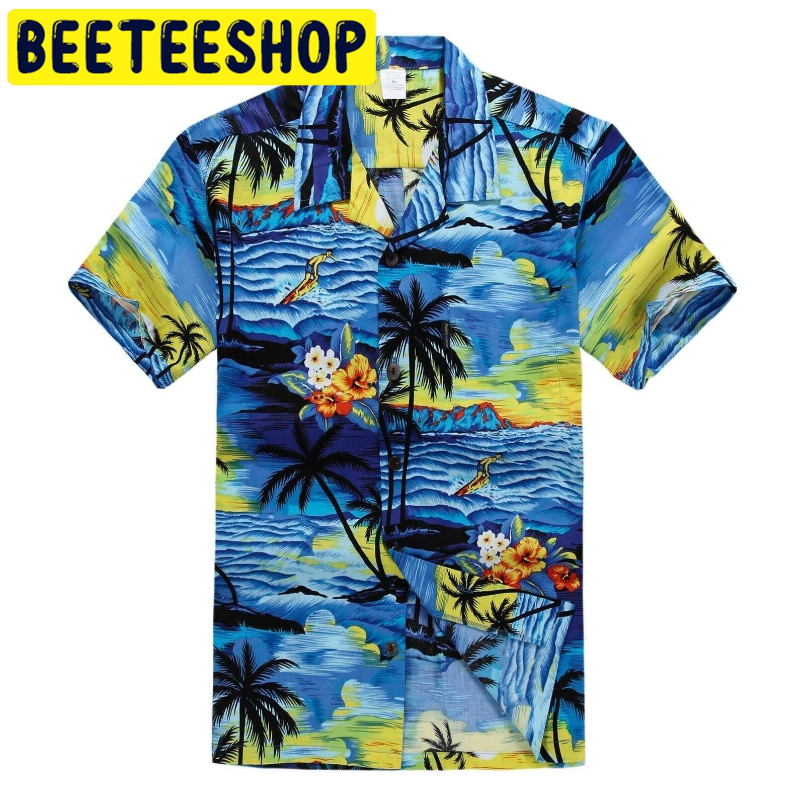 Surfing and Palm Tree Hawaiian Shirt Surfing and Palm Tree Hawaiian Shirt