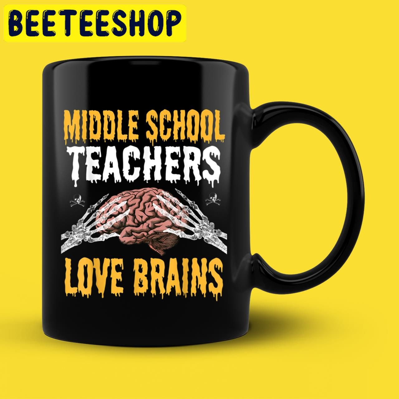 Teacher Middle School Teachers Love Brains Halloween Trending Unisex T-Shirt Teacher Middle School Teachers Love Brains Halloween Trending Unisex T-Shirt