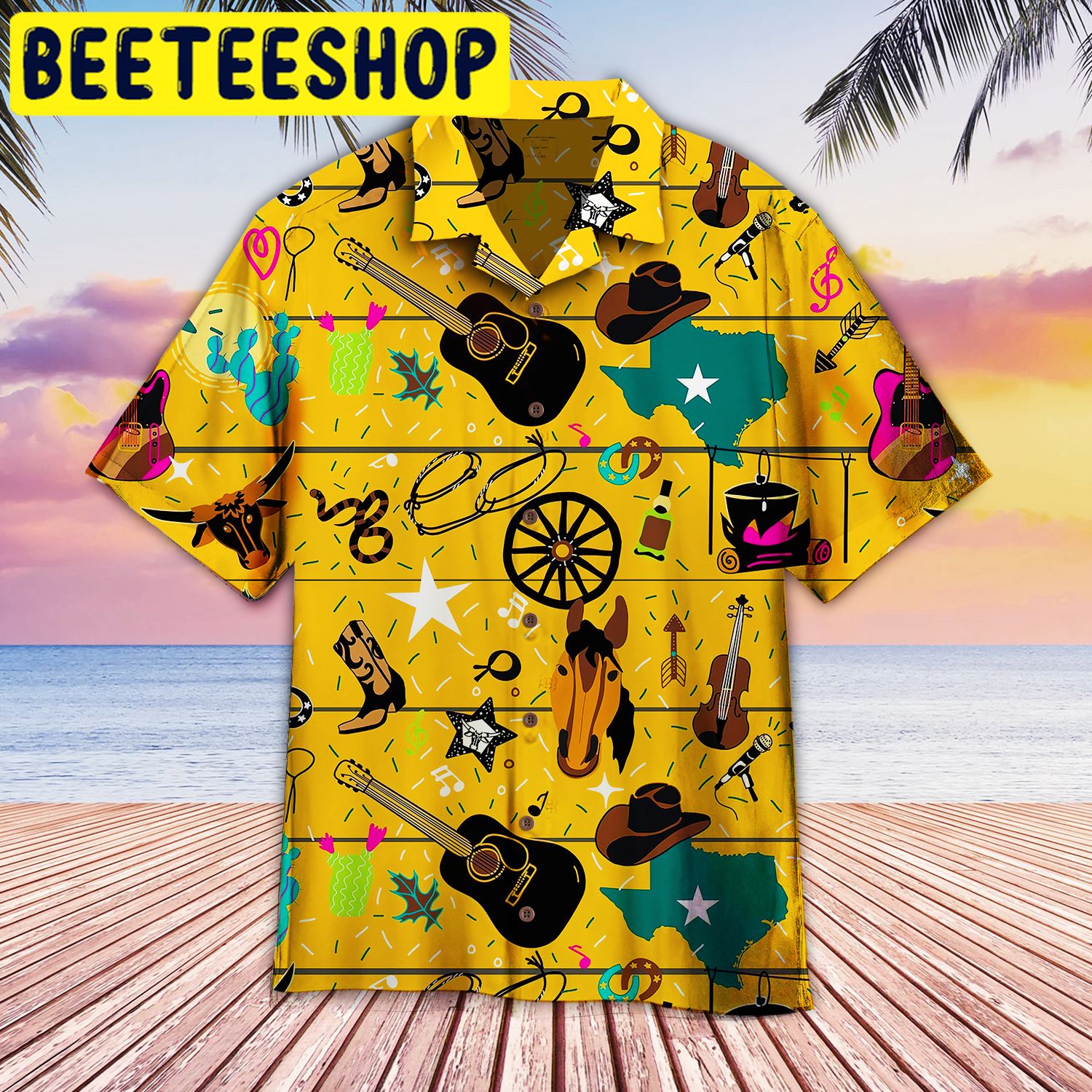 Texas Cowboy Style Hawaiian Shirt Texas Cowboy Style Hawaiian Shirt