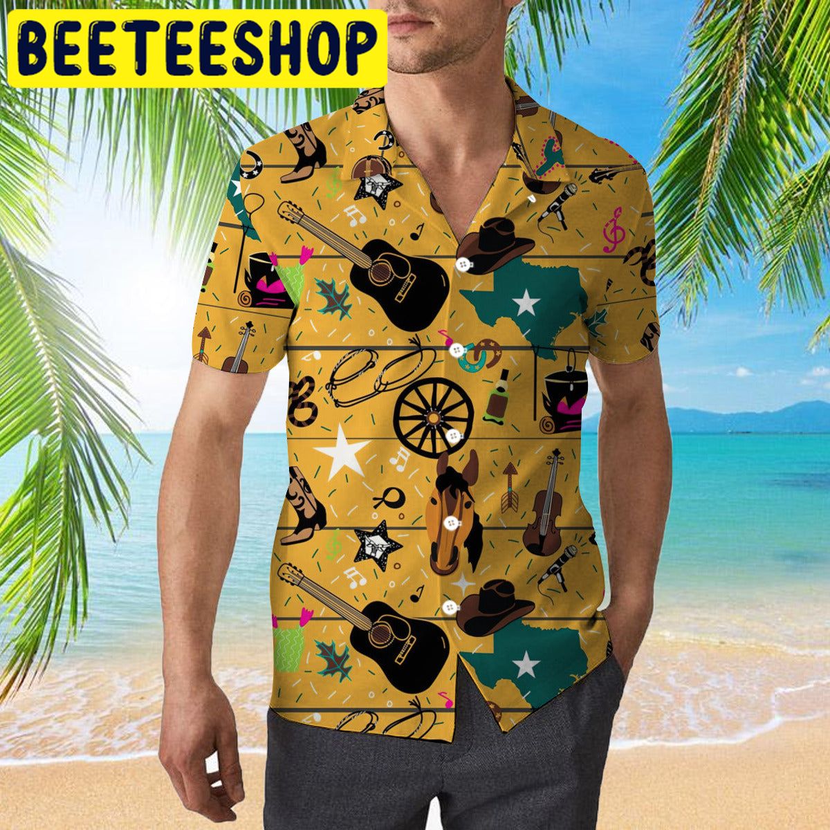 Texas Cowboy Style Hawaiian Shirt Texas Cowboy Style Hawaiian Shirt