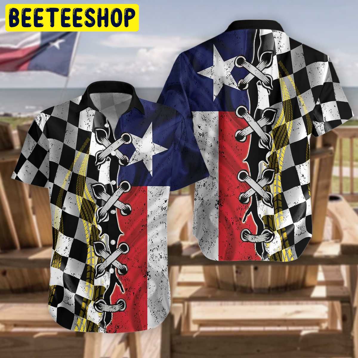 Texas Racing Flag Trending Hawaiian Shirt Texas Racing Flag Trending Hawaiian Shirt