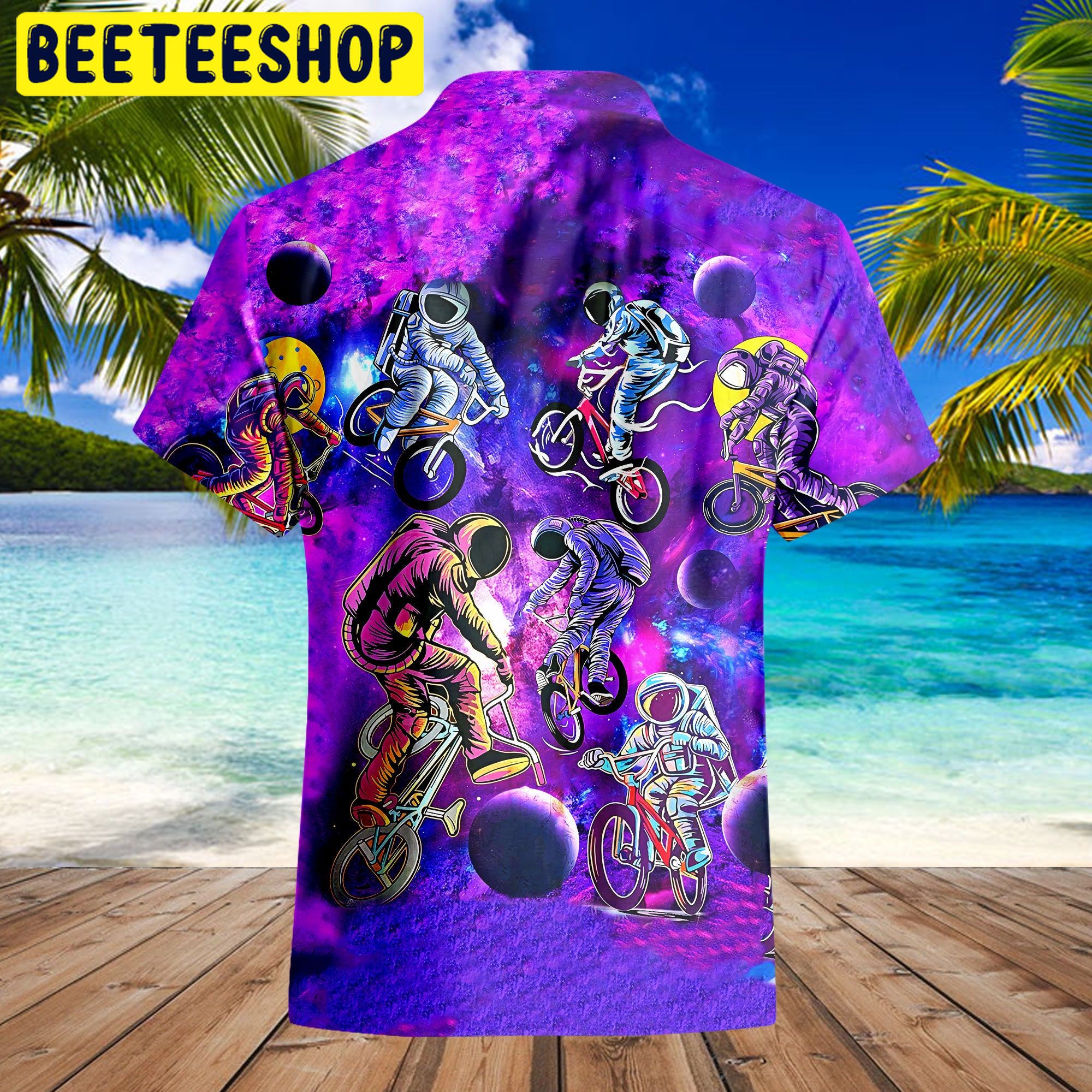 The Astronaunt Riding A Bicycle On The Space Trending Hawaiian Shirt The Astronaunt Riding A Bicycle On The Space Trending Hawaiian Shirt