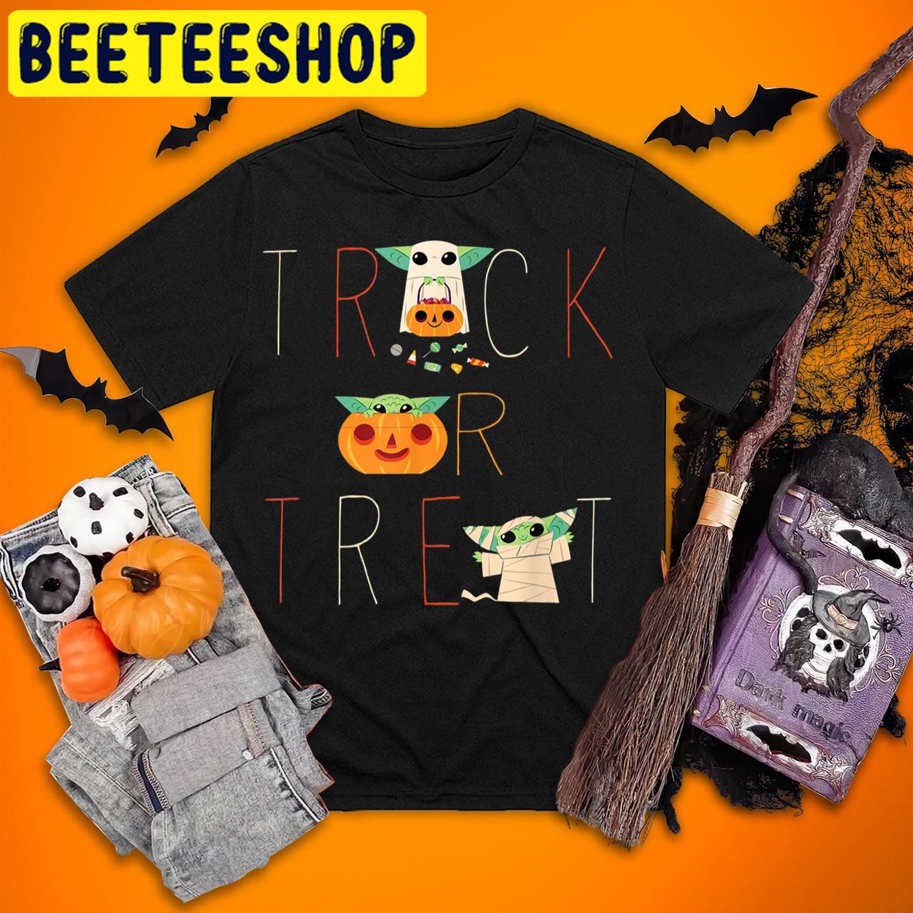 The Mandalorian Grogu Trick Or Treat Star Wars Halloween Trending Unisex T-Shirt The Mandalorian Grogu Trick Or Treat Star Wars Halloween Trending Unisex T-Shirt