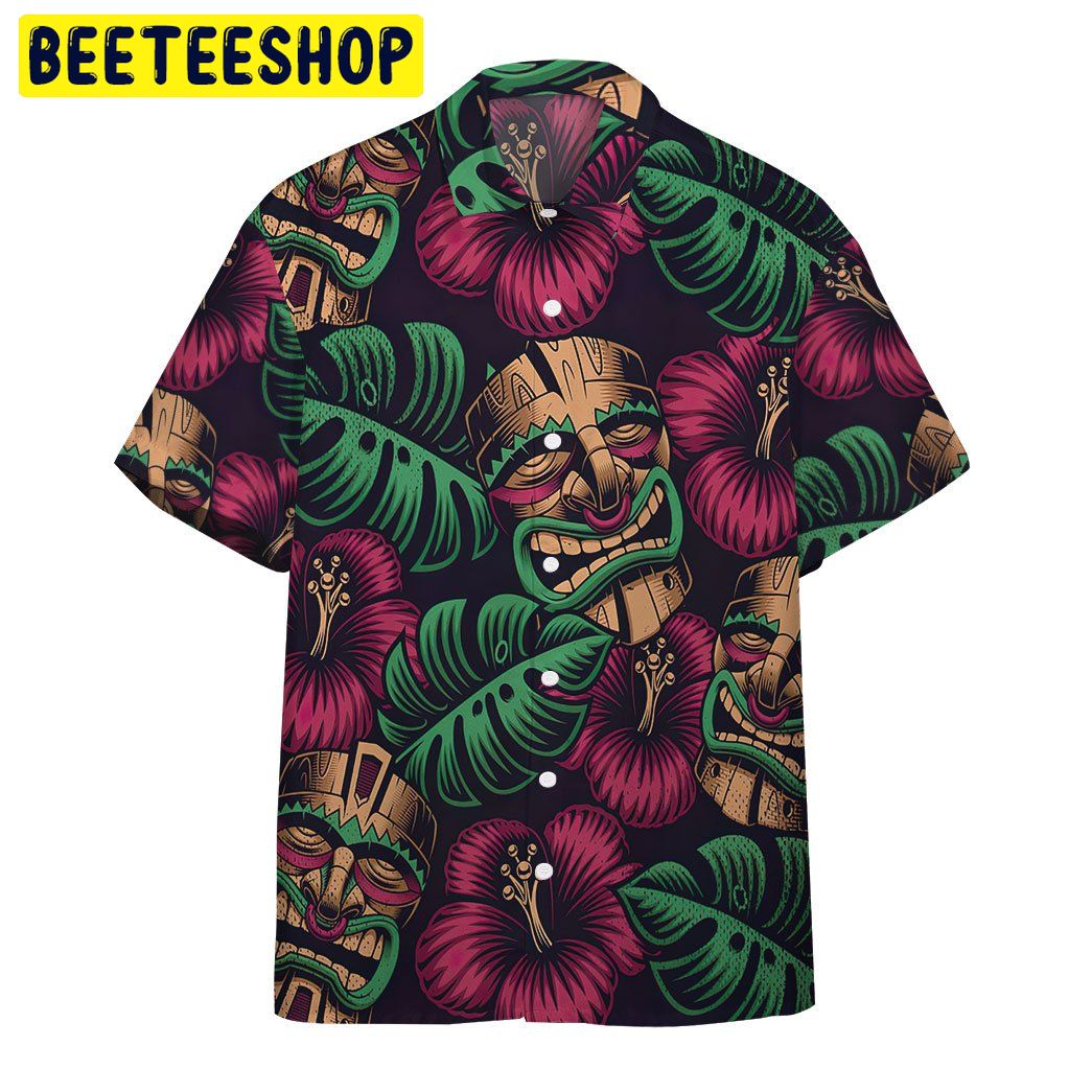 Tiki Mask 3d Design Trending Hawaiian Shirt Tiki Mask 3d Design Trending Hawaiian Shirt