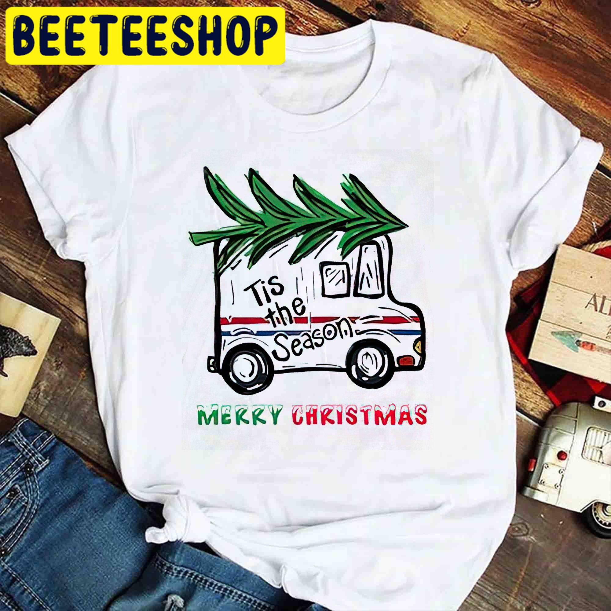 Tis The Season Christmas Post Office Truck Trending Unisex Shirt Tis The Season Christmas Post Office Truck Trending Unisex Shirt