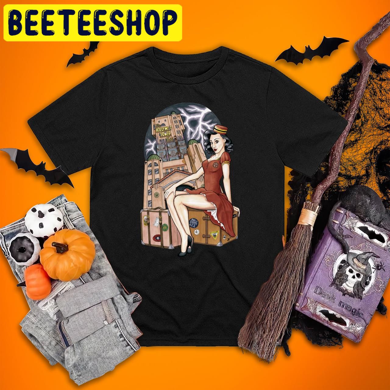 Tower of Terror Pinup Disneyland Halloween Trending Unisex T-Shirt Tower of Terror Pinup Disneyland Halloween Trending Unisex T-Shirt