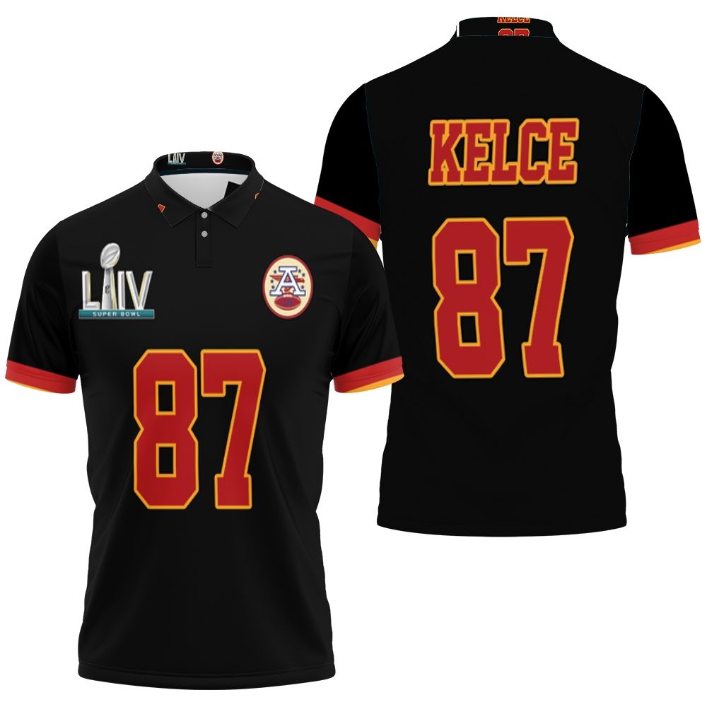 Travis Kelce 87 Kansas City Chiefs Nfl Black Jersey Inspired Style 3D All Over Print Polo Shirt Travis Kelce 87 Kansas City Chiefs Nfl Black Jersey Inspired Style 3D All Over Print Polo Shirt
