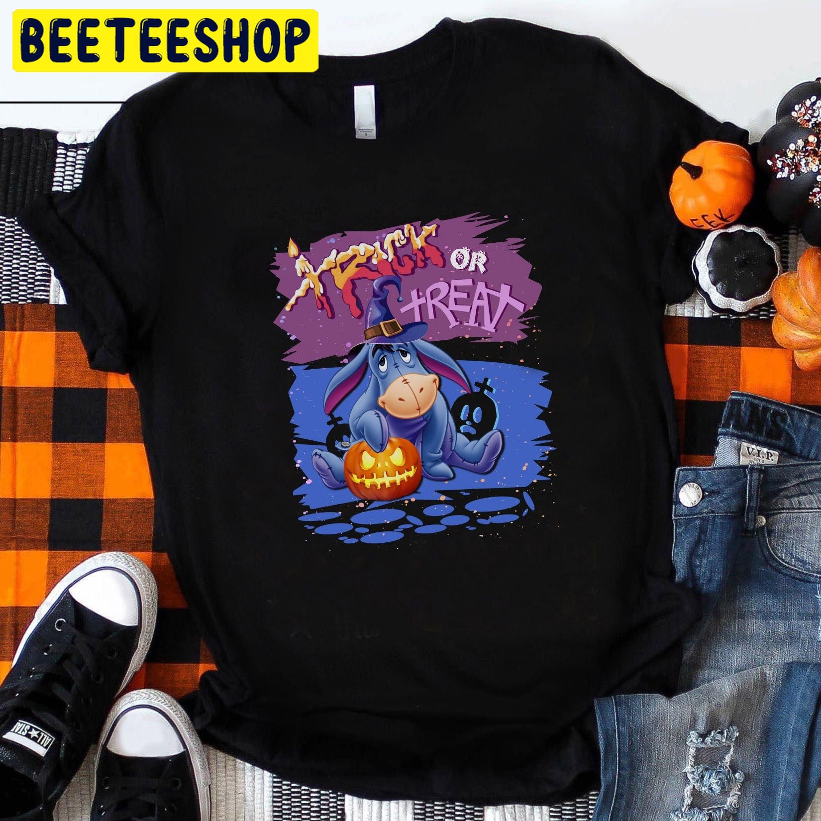 Trick Or Treat Cute Eeyore Halloween Trending Unisex Shirt Trick Or Treat Cute Eeyore Halloween Trending Unisex Shirt
