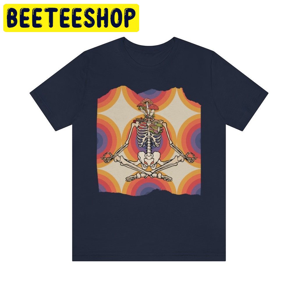 Trippy Meditating Skeleton Halloween Trending Unisex Shirt Trippy Meditating Skeleton Halloween Trending Unisex Shirt