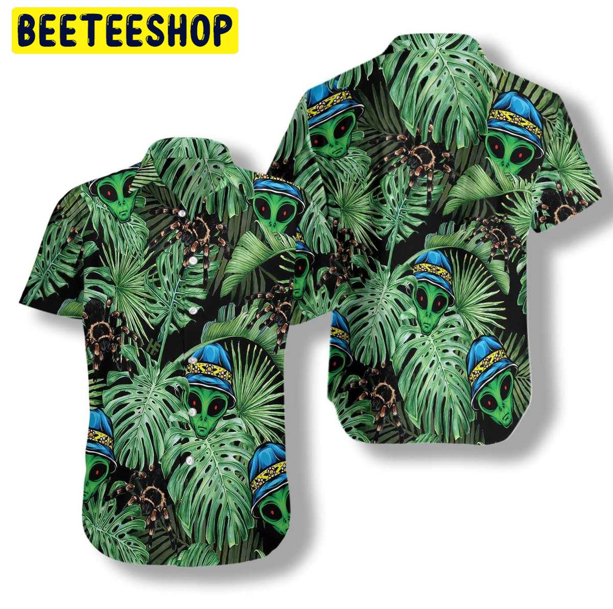 Tropical Alien And Spider Trending Hawaiian Shirt Tropical Alien And Spider Trending Hawaiian Shirt