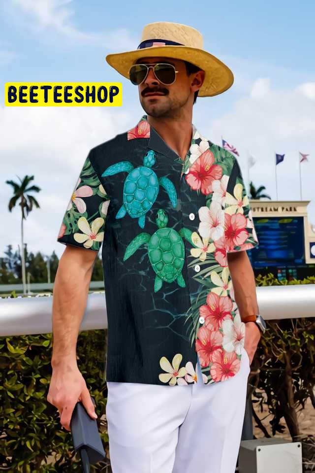Tropical Sea Turtle And Flower Trending Hawaiian Shirt Tropical Sea Turtle And Flower Trending Hawaiian Shirt
