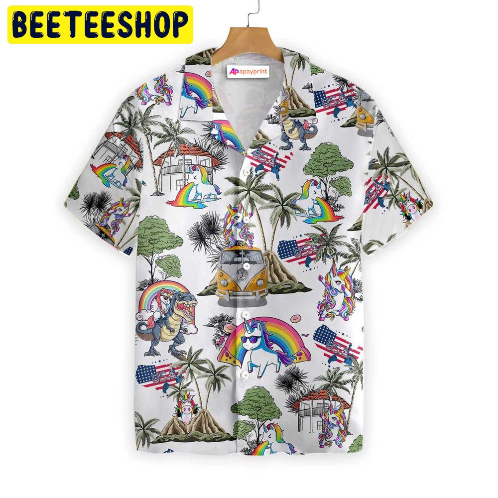 Unicorn American Flag Trending Hawaiian Shirt Unicorn American Flag Trending Hawaiian Shirt