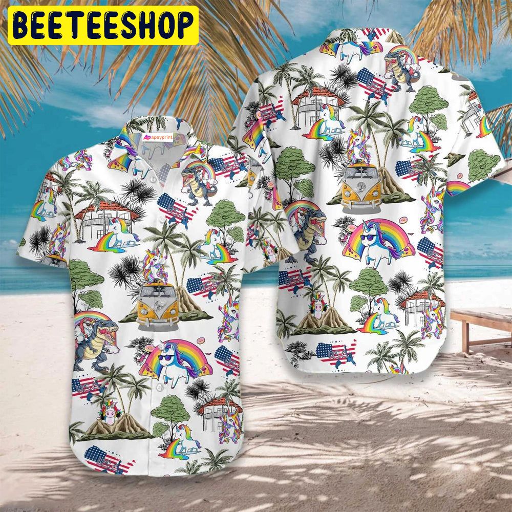 Unicorn American Flag Trending Hawaiian Shirt Unicorn American Flag Trending Hawaiian Shirt
