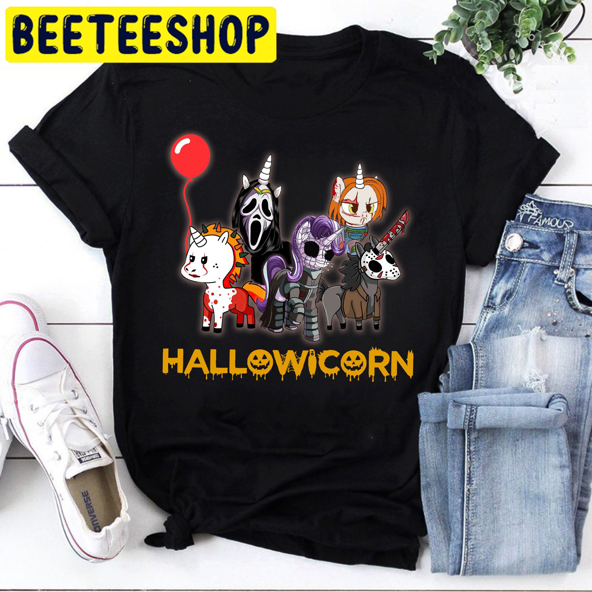 Unicorn Horror Halloween Vintage Trending Unisex Shirt